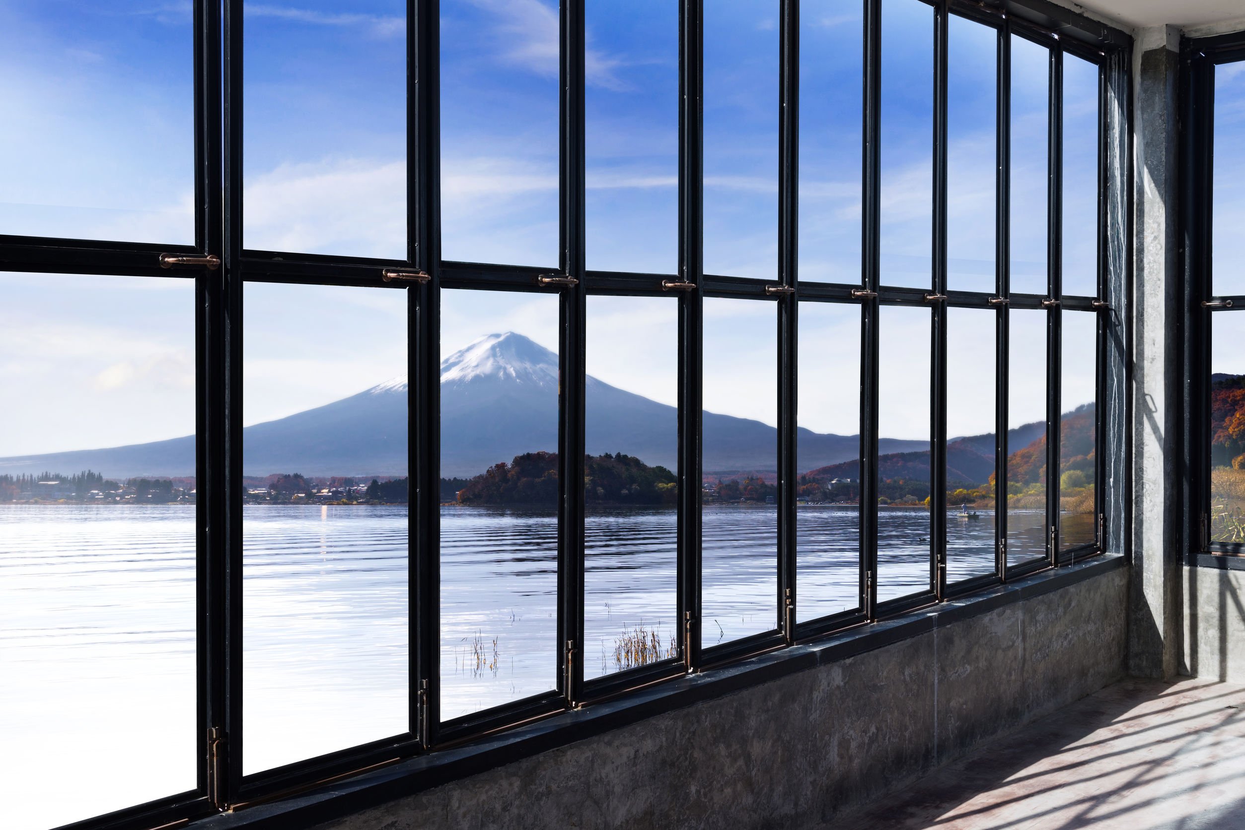 Fenêtre en aluminium donnant sur une vue du mont fuji, prix fenêtres