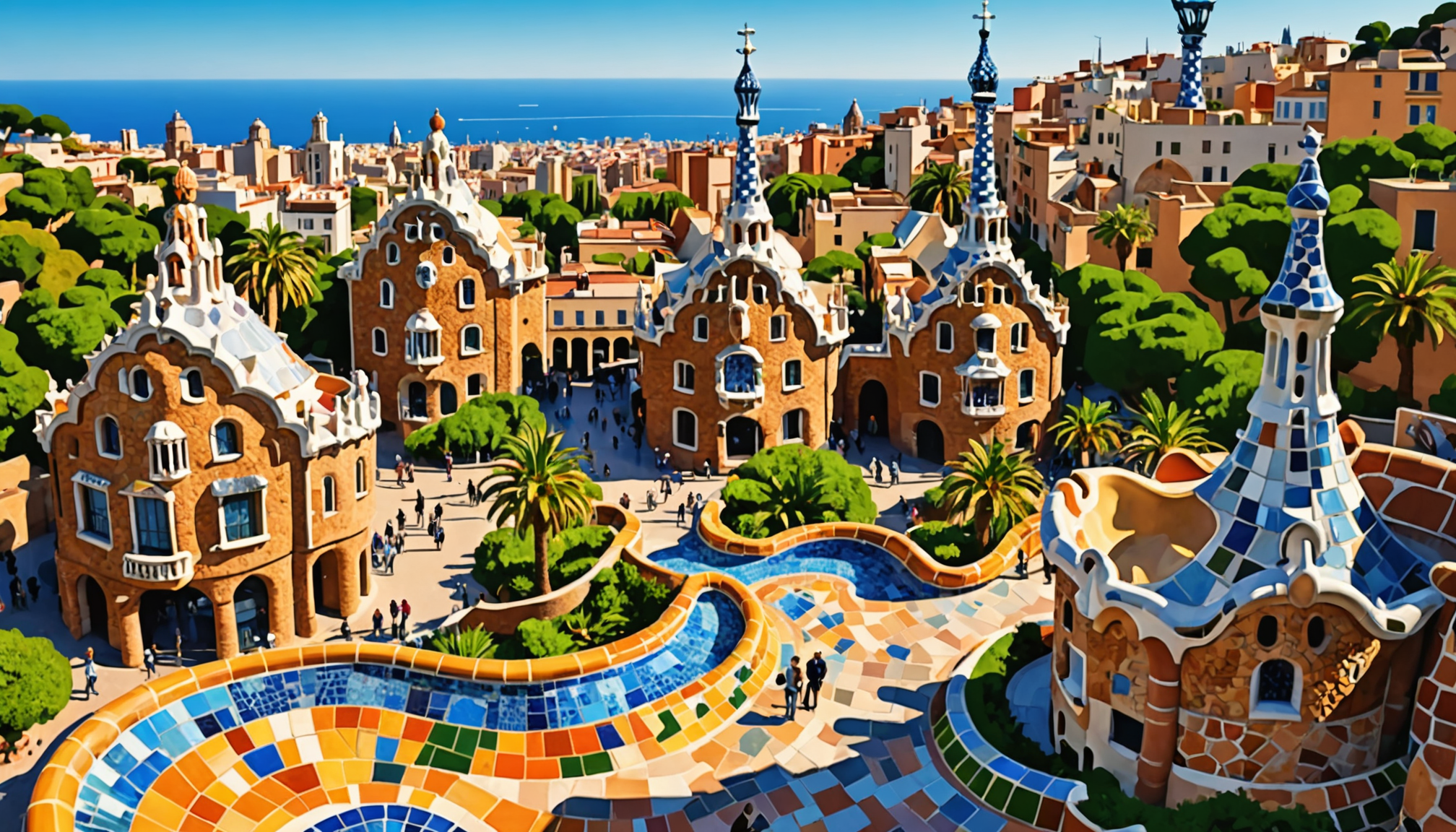 explorez le parc güell à barcelone, un chef-d'œuvre de gaudí. profitez de conseils sur les tarifs d'entrée, les options de réservation et admirez nos galeries d'images pour une visite inoubliable.